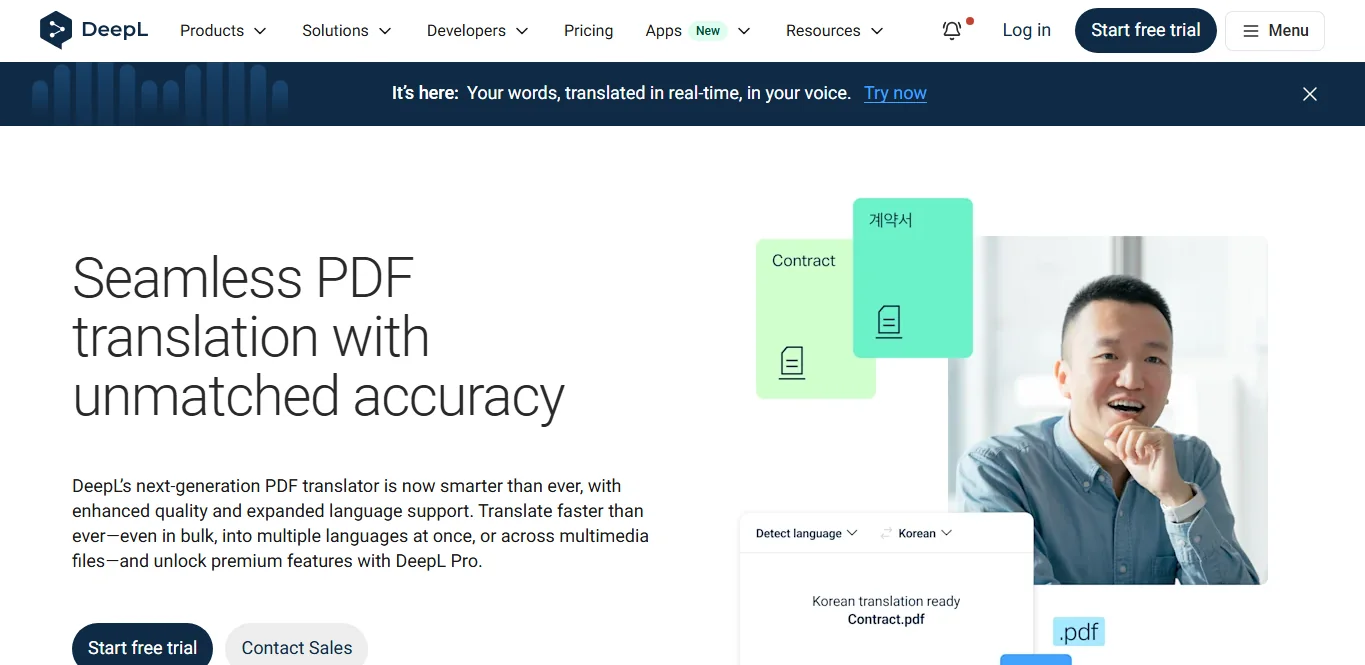 DeepL PDF translation information page, captured September 2026